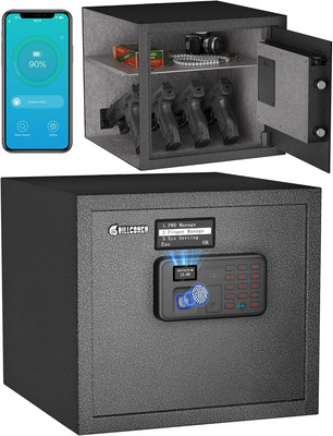 Billconch Smart Gun Safe for Multiple Pistols - Automatic Lock Safe Box with LCD