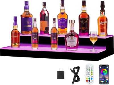 24'' LED 2 Step Liquor Bottle Shelves - Remote & App Control, Multicolor - NIB
