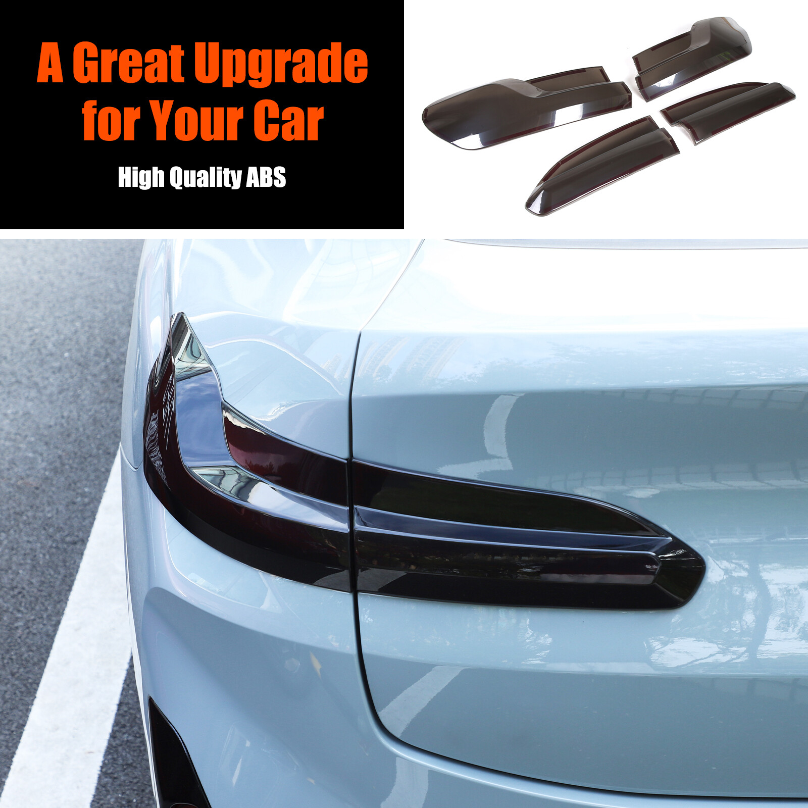 Smoked Black ABS Rear Tail Light Cover Trim for BMW X4 2019-2024