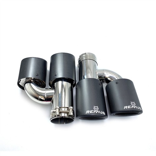 2PCS ID:2.5" OD:3.5" Quad H Exhaust Tip End+Matt Carbon Fiber Dual Pip - Picture 4 of 10