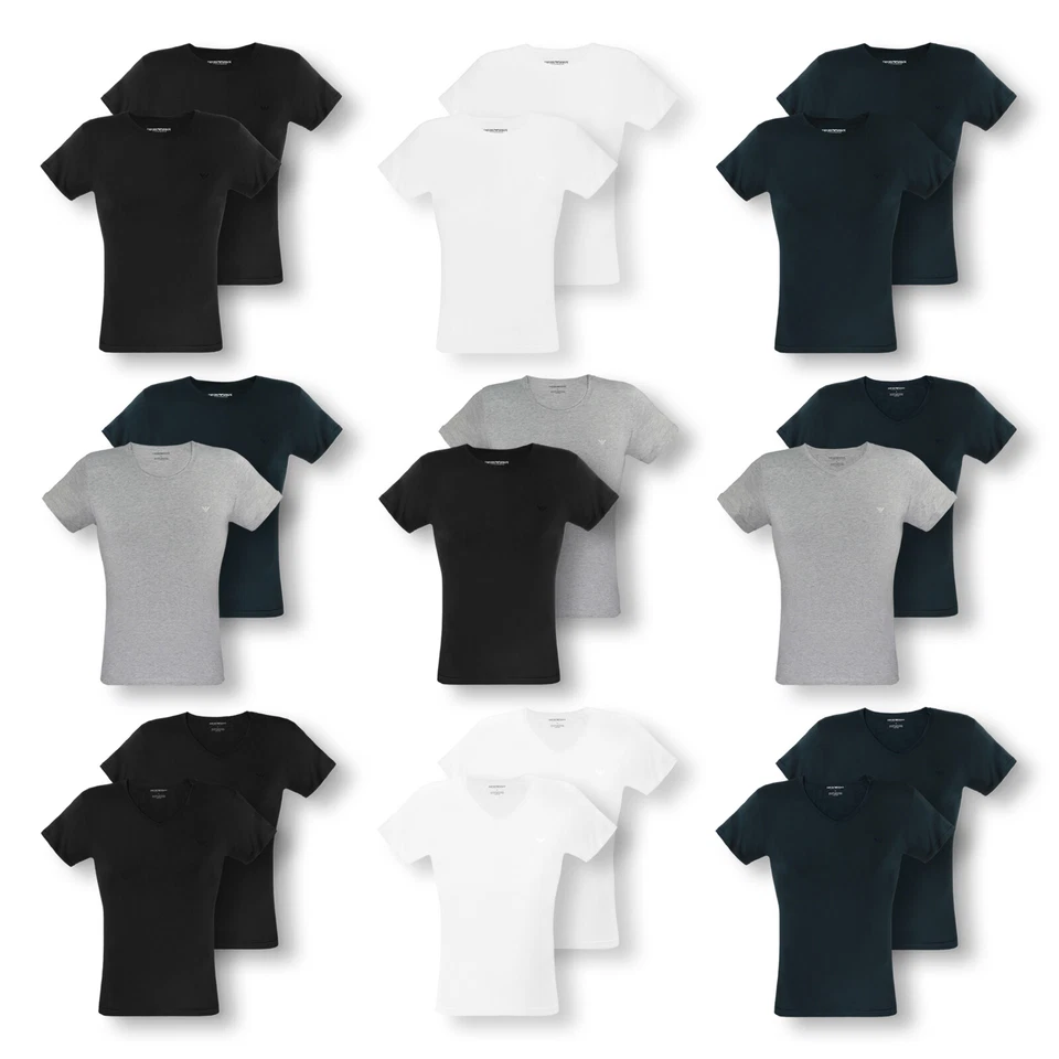 2er Pack EMPORIO ARMANI Herren T-Shirts Shirts kurzarm C-Neck V-Neck