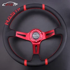 Red 14" RASTP Deep Dish Drifting Sport Steering Wheel Aluminum Surface Racing