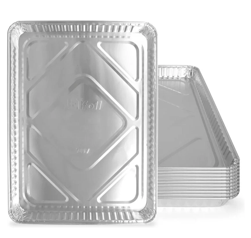 (10) Disposable Aluminum Pan Cookie Sheets, 13" x 17" Baking Pans, For Cooking