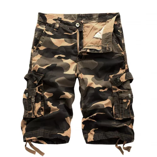 Nuevos Pantalones Cortos de Carga de Algodón para Hombres Bolsillos Frontales Planos Salón Lavado - 29-42 - Imagen 5 de 20