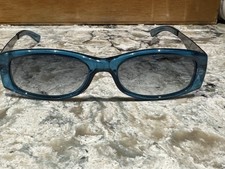 Rare Yves Saint Laurent YSL Y2K Turquoise Blue Silver Rectangular Sunglasses