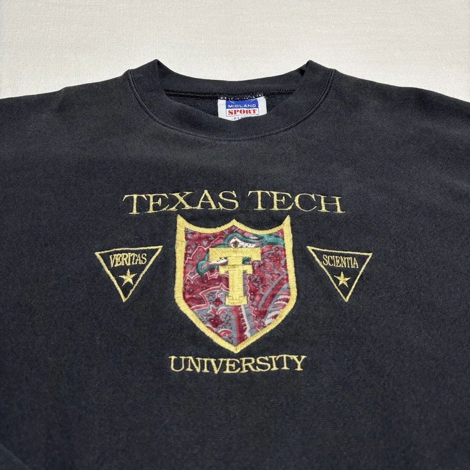 Vintage Texas Tech University Crew Sweatshirt Midland Sport Red Raiders Size XL - Image 2 of 4