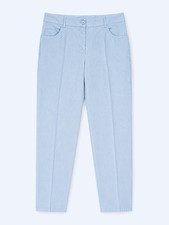 Akris Women s Light Blue Dress Pants Button Zip Closure Solid Flat Front 14
