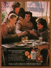 1981 Jim Beam Whiskey Vintage Print Ad/Poster Cards Poker Man Cave Bar Art 80s