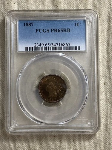 1887 Indian Head Cent Proof PCGS PR65RB Gorgeous Reverse Green Toning