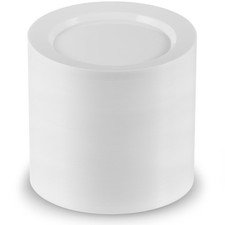 Munfix 100 White Plastic Plates Set, 7 Inch Dessert Appetizer, Fancy Disposab...