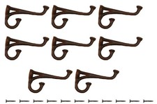 8 Rustic Cast Iron Coat Hat Wall Hooks Restore School Farm Towel Bath Kitchen