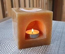 Orange Calcite Oil Burner 88mm Cube — Crystal Diffuser Lamp