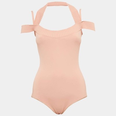 Alaia Pink Knit OffShoulder Bodysuit M