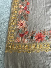 NWOT Large Floral Embroidered Pashmina Shawl Wedding Wrap Shawl Light Brown