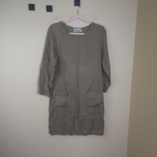 Vintage Chico's 100% Linen Shift Dress in Khaki Size XS