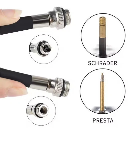 Fahrrad Mini Pumpe AV DV SV Auto Dunlop Ventil Luft Handpumpe Doppel Kopf Bike - Bild 3 von 3