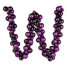 Vickerman 6' Plastic Assorted Ornament Ball Christmas Garland in Plum Purple