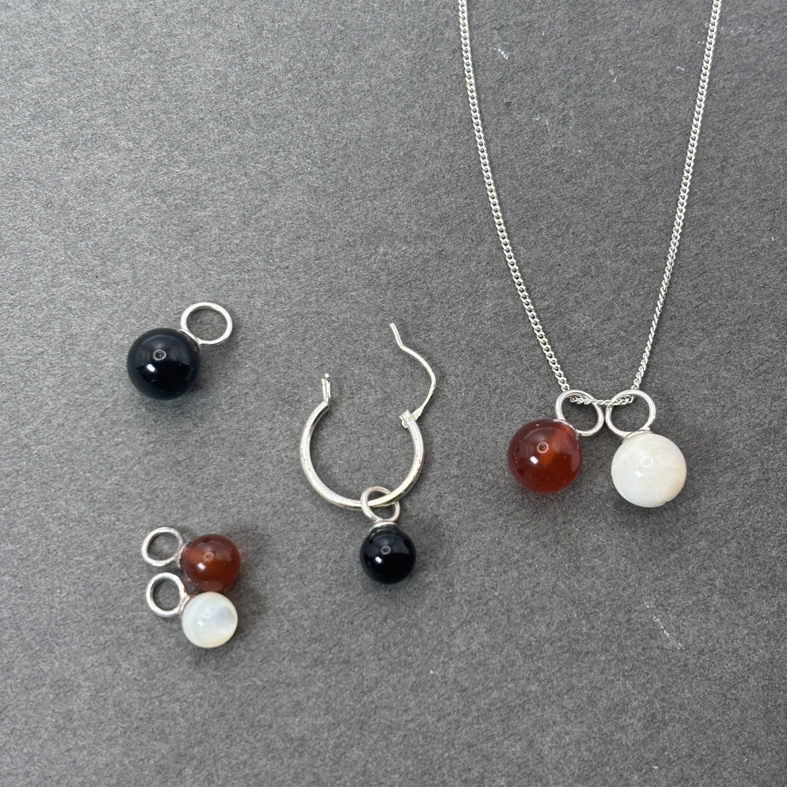 925 Silver Interchangeable Earrings Necklace Set … - image 7