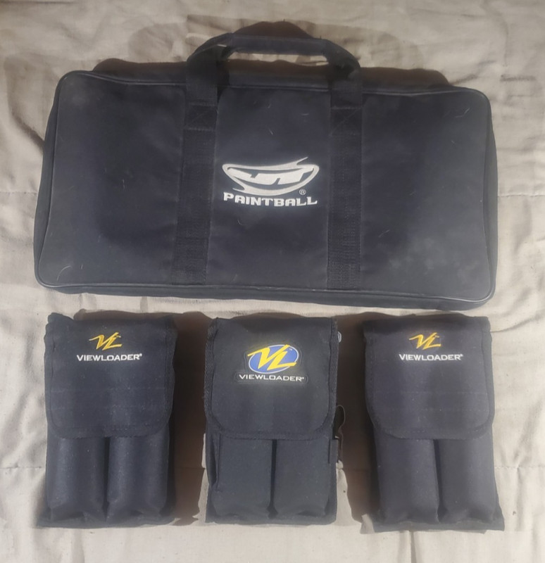 JT Paintball Padded Equipment Bag w/ Viewloader Haulers Pods & Green Paintballs