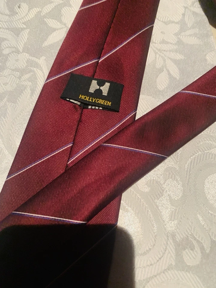 Corbata a rayas vintage años 90 - Ford - Borgoña de Hollygreen. Logo bordado Foto 2 de 4