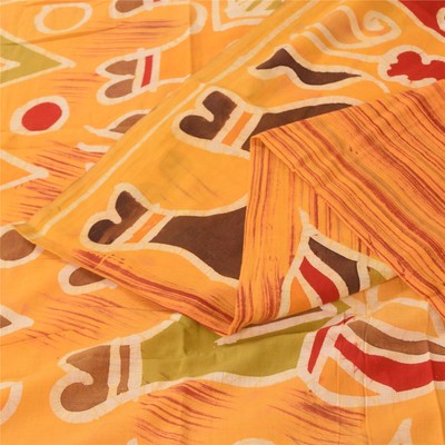 専用ページ③ Sanskriti Vintage Yellow Sarees Pure Cotton Batik Work Craft