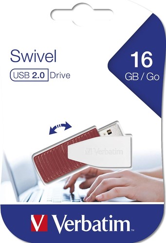 Verbatim 49814 Store 'n' Go Swivel 16 GB USB 2.0 Drive - Red Red 16GB - 第 8/8 張圖片