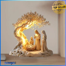 Jesus Tree Of Life Nativity Figures Set Statue Painted Decor Xmas Festival Gift