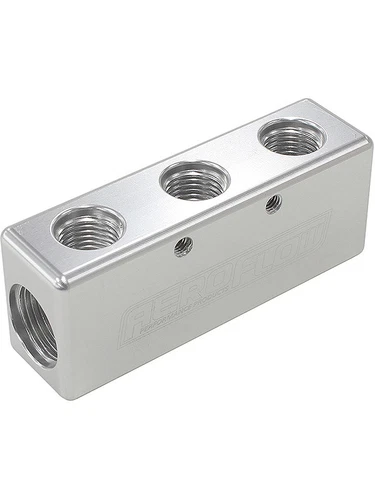 Aeroflow Billet 5 Port Fuel Log 3 x -6AN, 2 x -8AN Silver (AF456-08-06S) - Picture 1 of 12