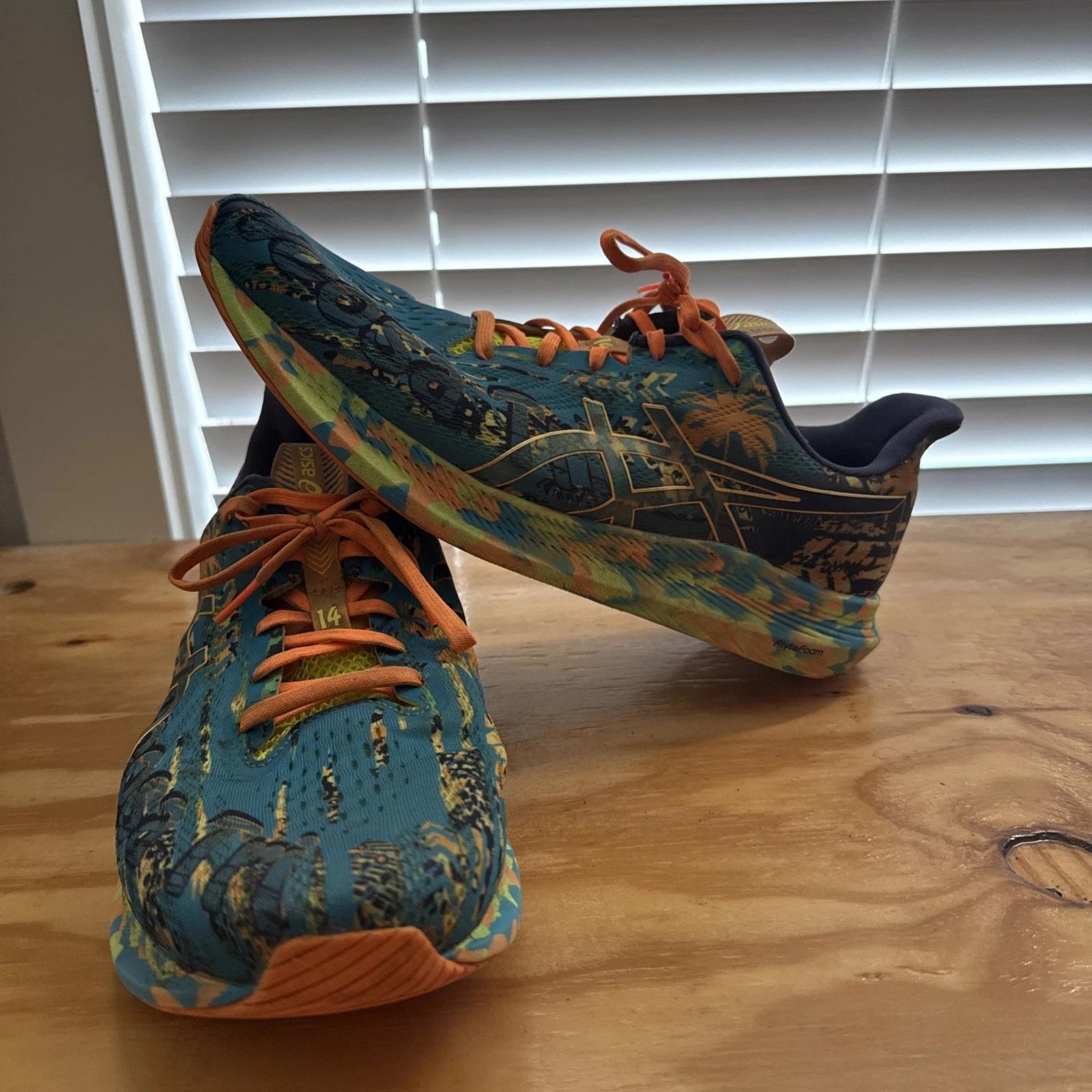 Scarpe Asics Noosa Tri 14 uomo taglia 14 verde corsa su strada comode allenatore passeggio