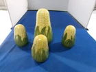 Vintage Shawnee Pottery Corn King Pattern Set Of 4 Shakers 1-5 1/4" & 3-3 1/4"