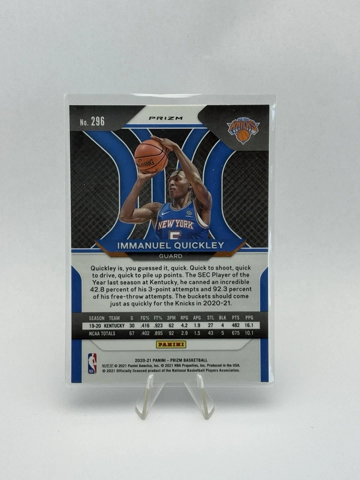 Immanuel Quickley 2020-21 Panini Prizm Green Prizm RC #296 - Image 2 of 2