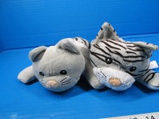 Melissa  Doug Grey  Black Tiger Striped Kitty Cat Kitten Plush 9" Lot of 2