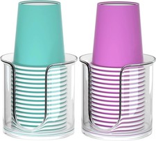 2 Pack Clear Bathroom Cup Dispenser Holder for 3 Oz Paper Cups Countertop
