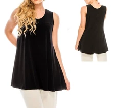JOSTAR 250HT Flaired Tunic Tank Top Sleeveless Wrinkle Resistant BLACK Size M