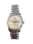 Vintage Rolex 36mm Datejust Steel Engine Turned Bezel White Mop Diamond Dial