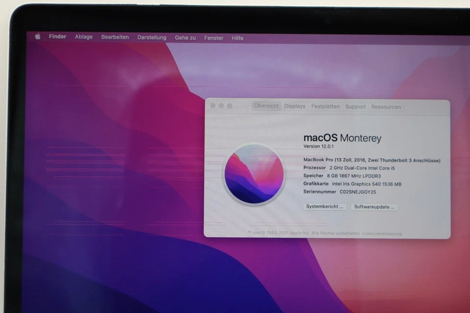 MacBook Pro 13Zoll 2016 A1706 I5-2.9|8Gb | 256 SSD| Gebraucht LCD-Flackert #1011 - Bild 2 von 4