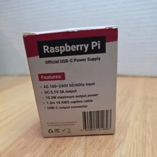 OEM  Raspberry Pi Official Power Supply Adapter USB-C 5.1V 3A USA Plug White
