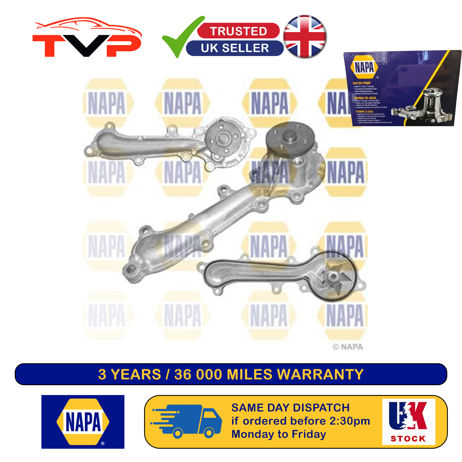 For Smart Fortwo 1.0 2007-2024 Napa Water Pump NWP1361 - Image 5