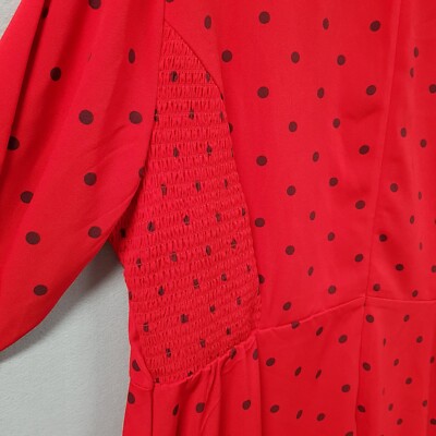 Old Navy Polka Dot Dress Womens size XL Red A-Line 3/4 Bell Sleeve Smocked  Side | eBay
