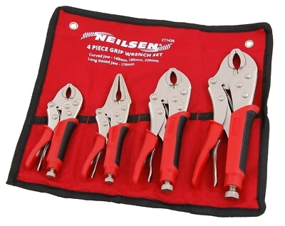 NEILSEN Juego de 4 llaves de agarre de goma de alta resistencia pinzas de bloqueo de dispositivos empuñaduras de topo herramientas
