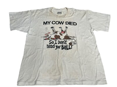 VTG 80s Funny Don't need Bull Worn Paper Thin Worn T-Shirt Single Stitch SZ L