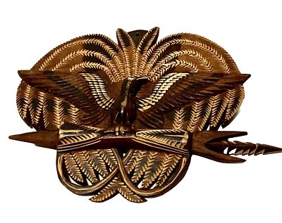 VTG Papau New Guinea Authentic Carved Wood Bird Of Paradise 15x10