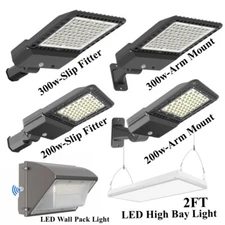 Outdoor 100W 150W 200W 300W LED Wall Mount/Parking Lot/High Bay Lights, 100-277V