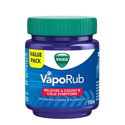 Vicks Vaporub Relief From Cold Cough Blocked Nose Headache Body Ache-110 ml