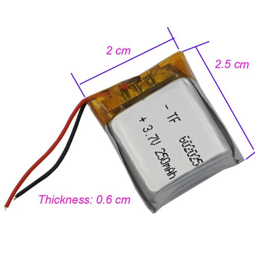 3pcs 3.7V 250mAh 0.925Wh Li-Polymer Rechargeable Replacement Li Battery 602025 - Picture 2 of 3