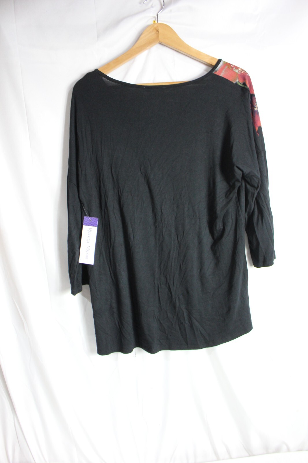 Rebecca Malone Blouse Floral Top  Womens L Multicolor 3/4 Sleeve Colorful NWT