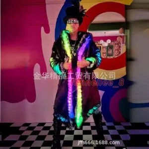 Contrôle à distance du costume de la fête de la fourrure masculine LED Veste de costume Cosplay américaine