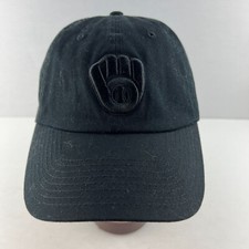 Milwaukee Brewers Logo Black-Out Baseball Cap Hat O/S Adjustable Strap