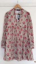 *BRAND NEW* Nasty Gal Floral Print Mini Dress In Cream Red Pink - Size 10