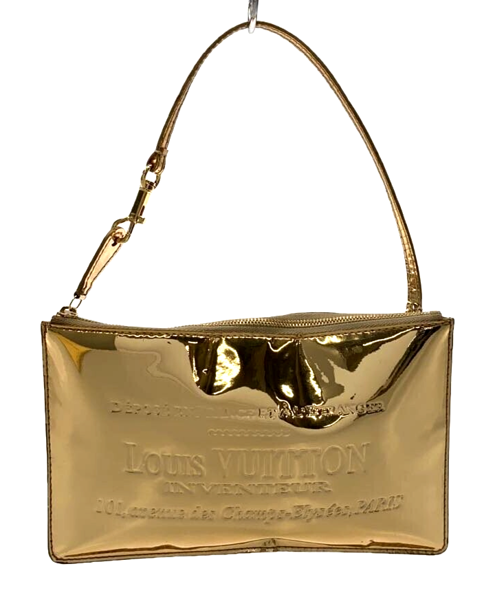 LOUIS VUITTON Monogram Miroir Pochette Plat Clutch Bag Gold M95278
